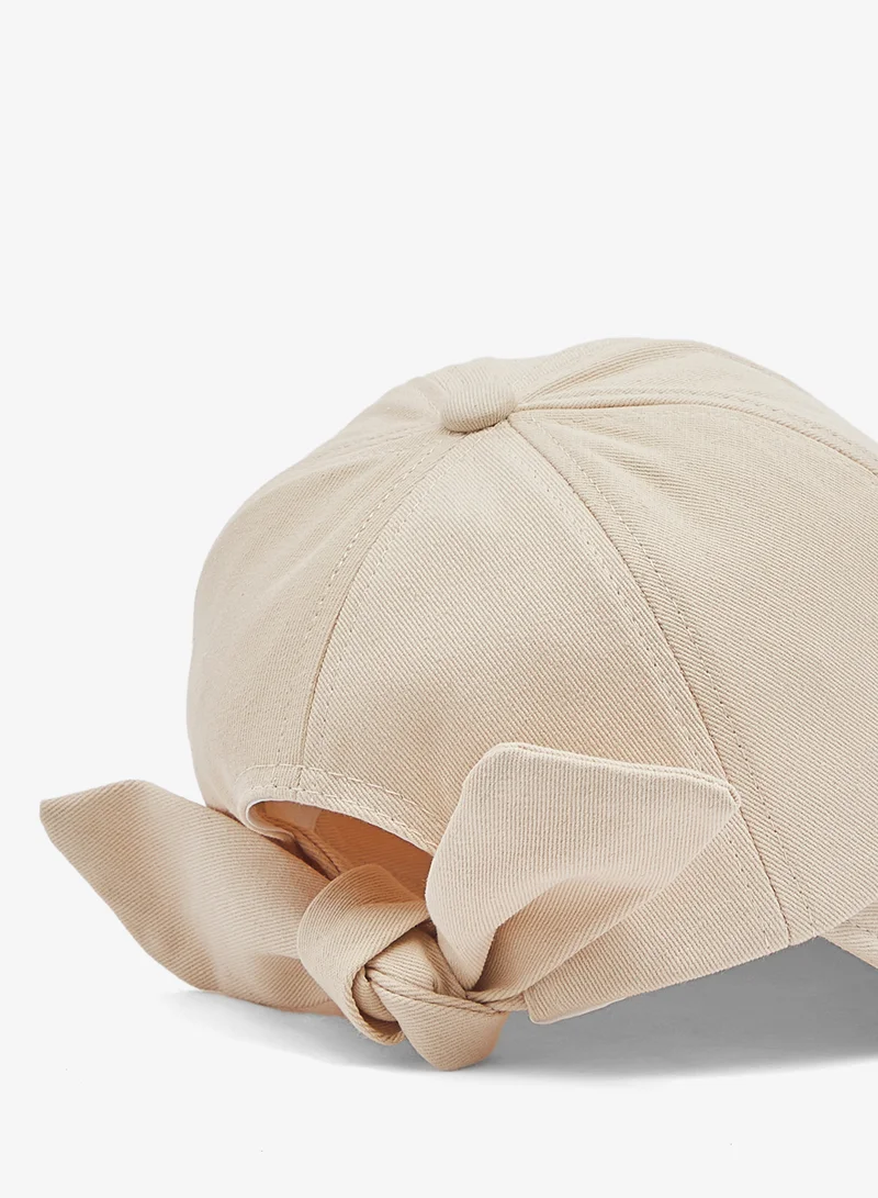 Ginger White Classic Corduroy Cap With Ribbon Tie Detail for Women | Best Price UAE